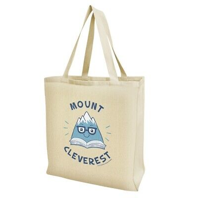 Mount Cleverest Reading Book Funny Grocery Travel Reusable Tote Bag