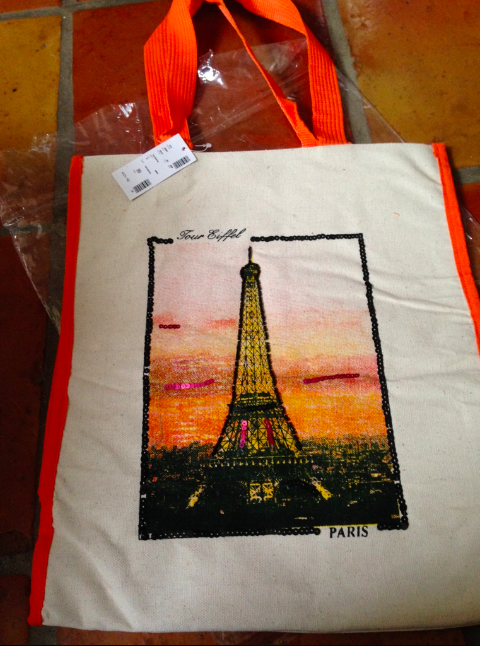 Avenue Brand Paris Eiffel Tower Canvas Tote/Shopper Bag Sequins/Beaded NWT