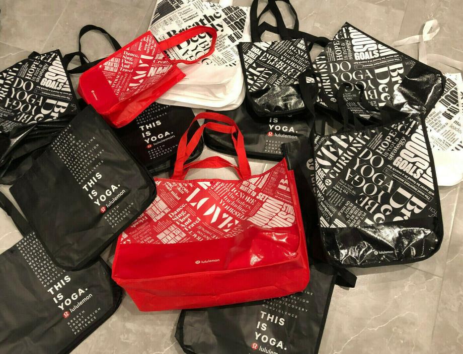 CHOOSE YOURS: Lululemon Reusable Shopping Tote Gym Yoga Bags w/ Snap - New!!