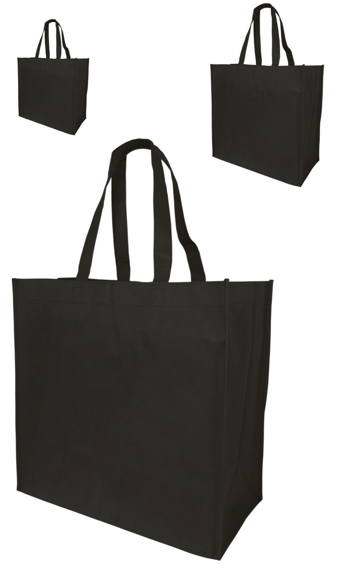 3 Jumbo Size Grocery Tote Shopping Bag Black Reusable Eco Friendly Large Bags
