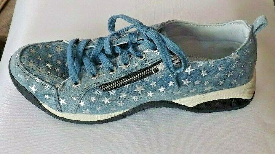 Therafit Blue with Stars Corduroy Sneakers   NEW!!!  Women's SZ 11 Zipper