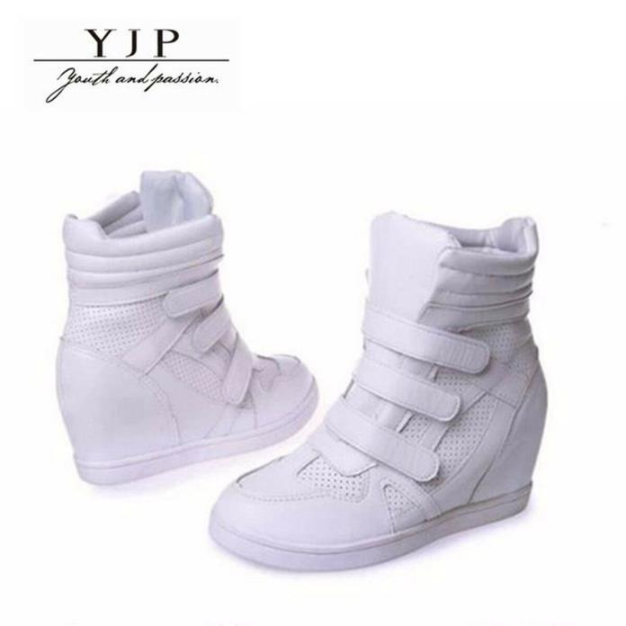 YJP Womens Hidden Wedge Sneakers Casual High Top Shoes Ankle Boots Outdoor