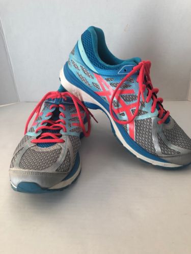 Asics Gel- Cumulus 17 $120 Women's Running Shoes Size 12 Gray Blue Red Great Con