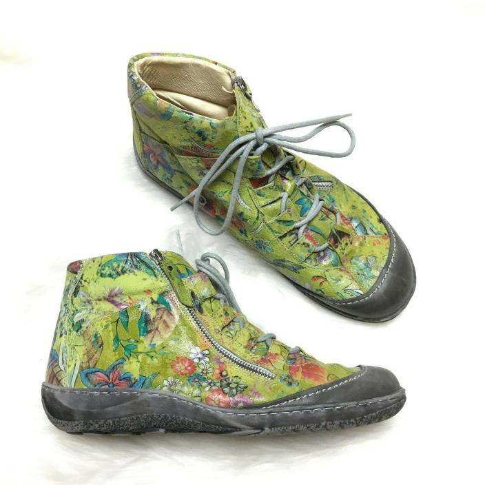 deerberg boot green zip lace up eyelet floral sustainable shoes womens