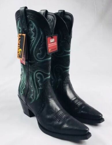 Ariat Heritage Vintage  X Toe Black / Green Western Boots -  #10005918 - Size 10