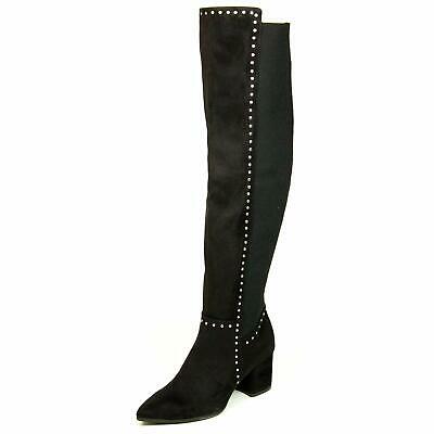 Seven Dials Womens Nicki Fabric Pointed Toe Over Knee Fashion, Black, Size 11.0