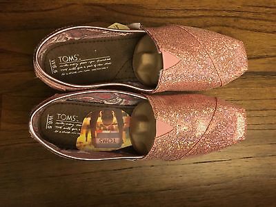 New in Box TOMS  Glitter Classic Slip On Shoe PINK size 6.5