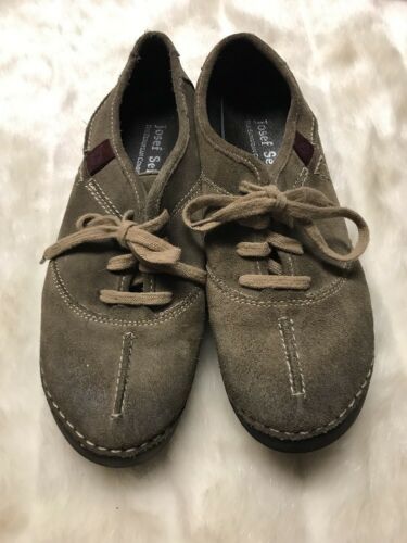 Josef Seibel Women's Gray/Brown Suede Lace Up Comfort Sneaker Shoe 39 (Size 8)
