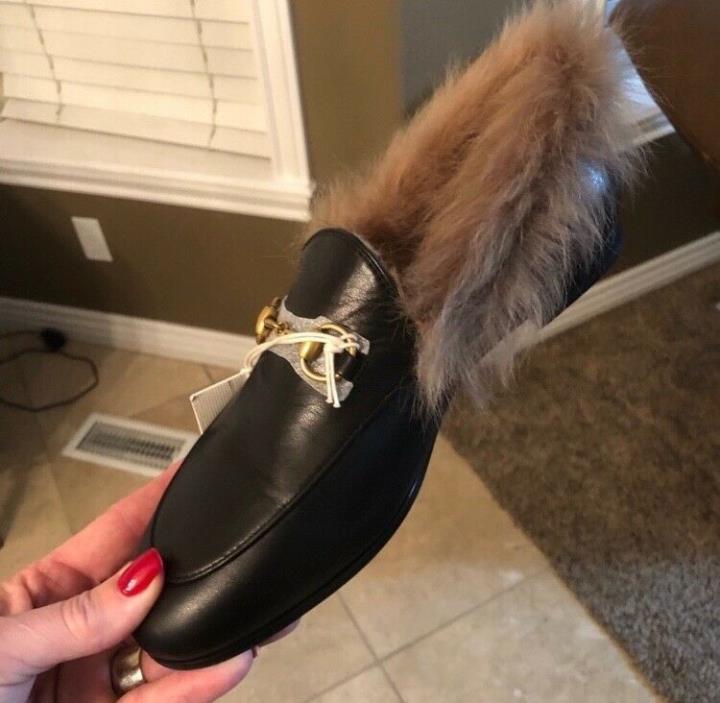 gucci loafers with fur women's size 7.5