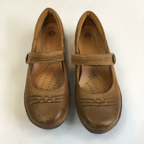 Clarks Unstructured Women's $90 Mary Jane Un.Linda Loafers Sz 7.5 Brown Leather