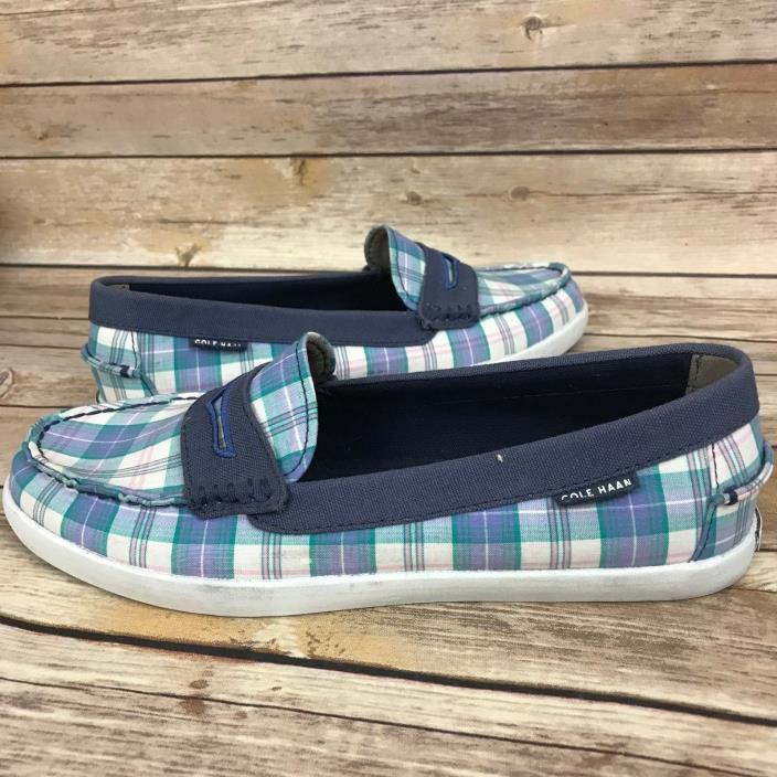 Cole Haan Nantucket Penny Loafer II Shoe Colors Blue White Plaid Flats