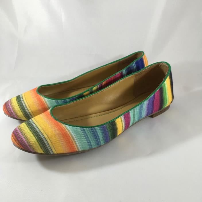Nine West Women's Our Love Multi Color Striped Fabric Flats Loafers Shoes Sz 7 M