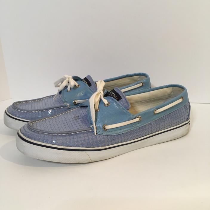 Sperry Top-Sider Women's Blue Sequin Biscayne Boat Shoes Sz 12 M #9383282