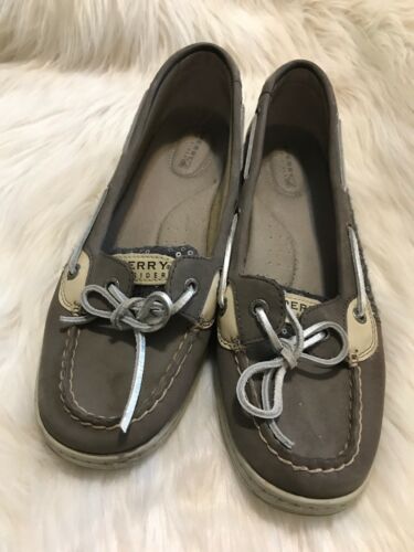 Sperry Top Sider - Womens Size 10 Leather Gray Embellished Boat Shoes