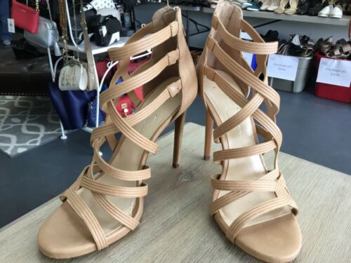 Jessica Simpson Rainah Strappy Sandals Buff High Heel Open Toe Shoe sz 10