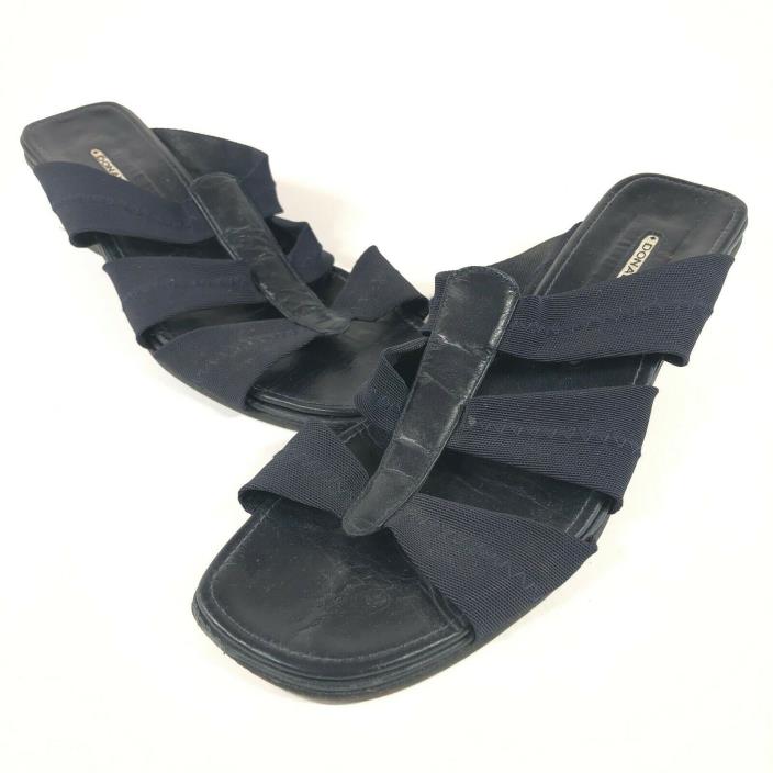 Donald J Pliner 8.5 M Black Slip On Stretch Block Heeled Mule Sandals