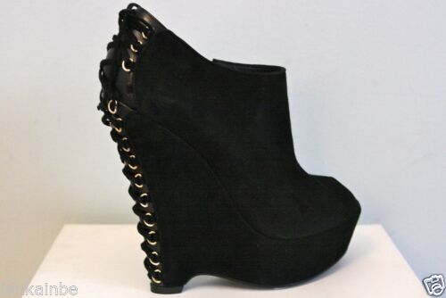 YSL Yves Saint Laurent Madge 105 Black Suede Wedge Ankle Boots 39 9 $1295