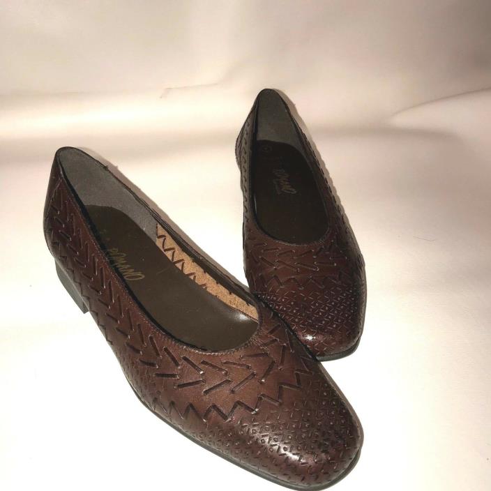 Romano Womens Slip on Loafers Size 7 Flat Brown Brazil Leather Casual