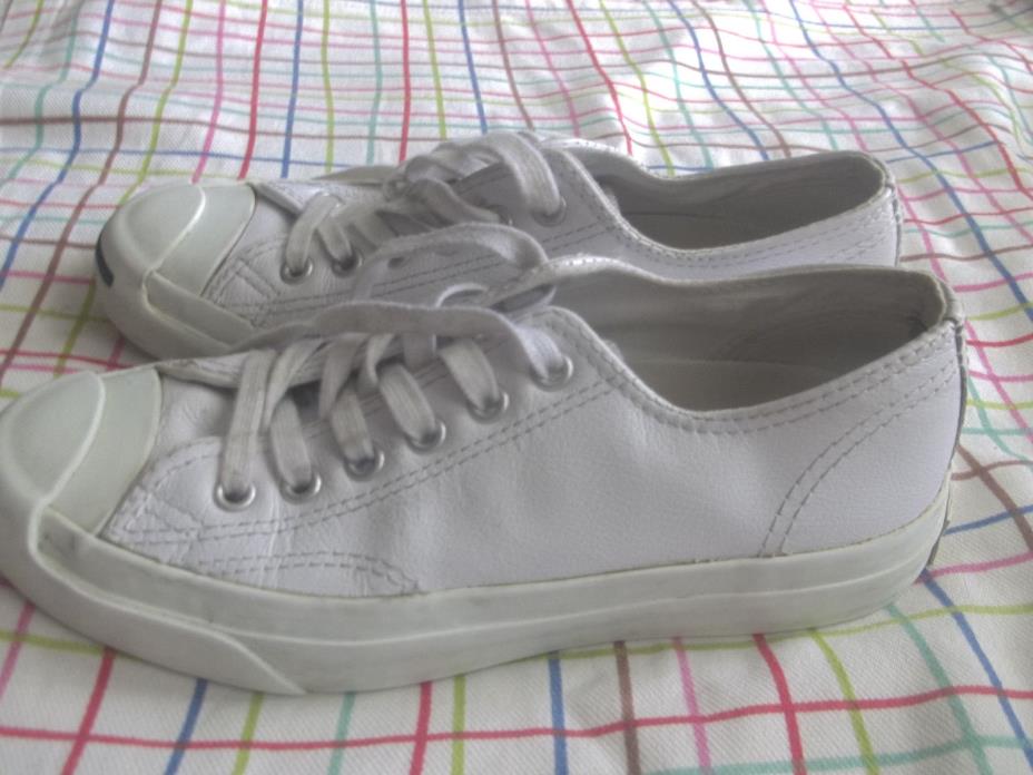 Converse Jack Purcell Low Top WHITE LEATHER Women Size 6, Men Size 4.5 EURO 37