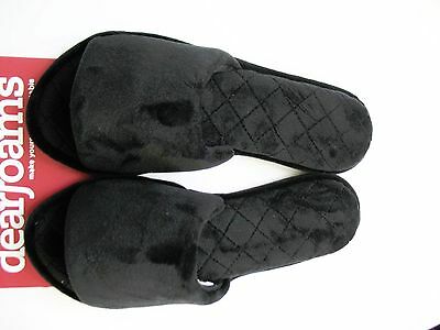 Dearfoams Womens Open Toe Slippers Black DF60103 Sz M (7-8) - NWT