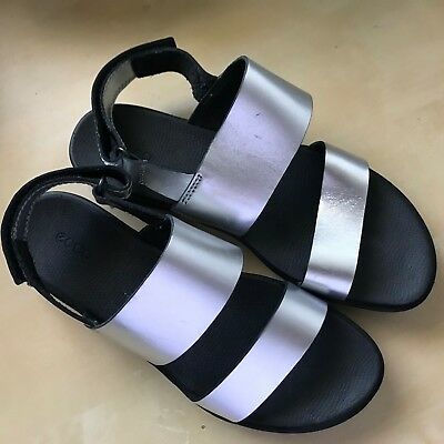 black and silver ECCO sandals, sz 39, US ~8.5