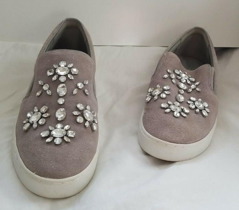 Michael Kors Women’s Keaton Embellished Suede Slip-On Sneakers, Gray (Sz 8)