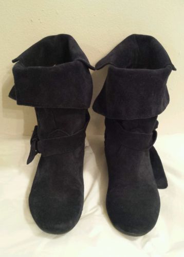 Women's JK ACID  Blue Suede Ankle Boots Size 36 US 6