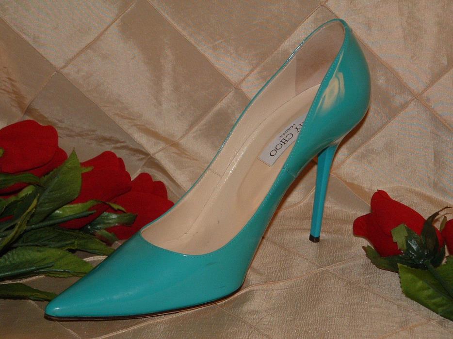 JIMMY CHOO GENTLY USED TURQUOISE ANOUK POINTED TOE PUMP SZ 42  *BEAUTIFUL COLOR*
