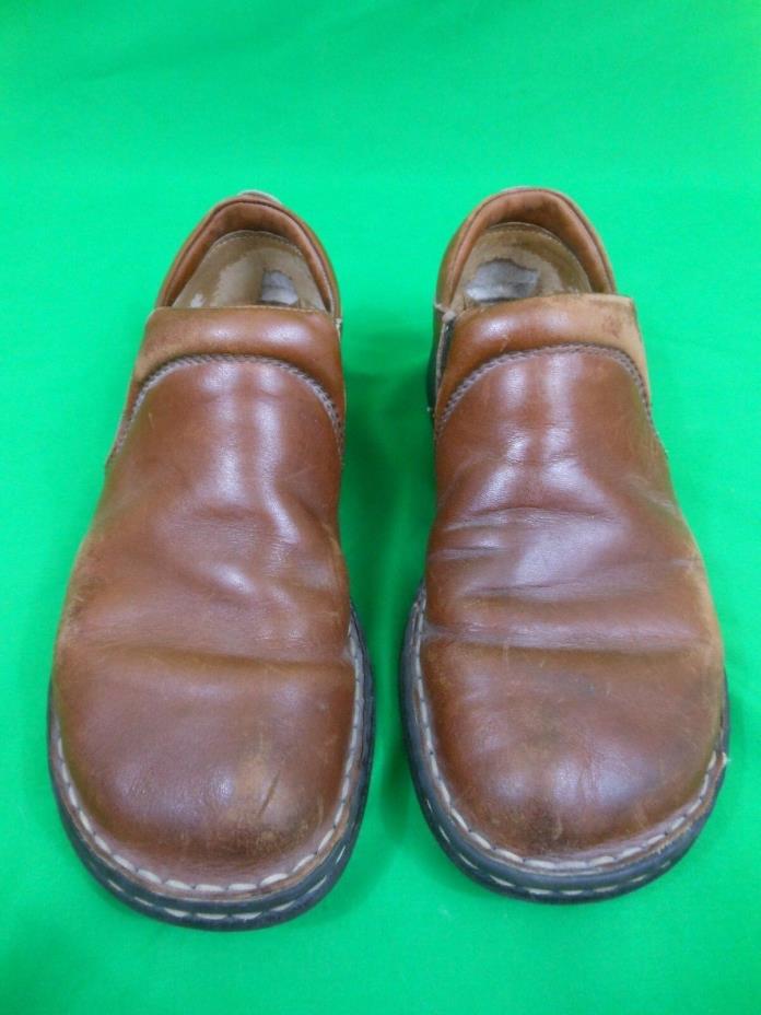Womens BORN BROWN LEATHER MULES SLIP ON WALKING SHOES Size 7.5