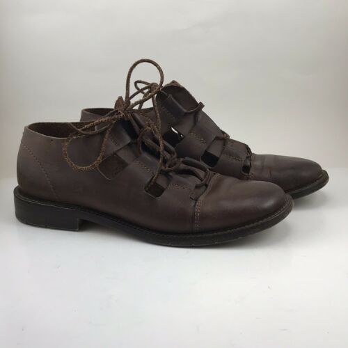 Maraolo Womens Girls Leather Lace Up Oxford Shoes Sz 37 Brown Made in Italy
