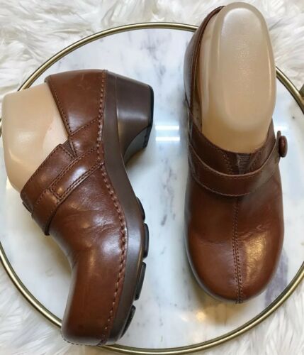 Dansko Womens Brown Clogs Size 37 Leather Slip On Professional