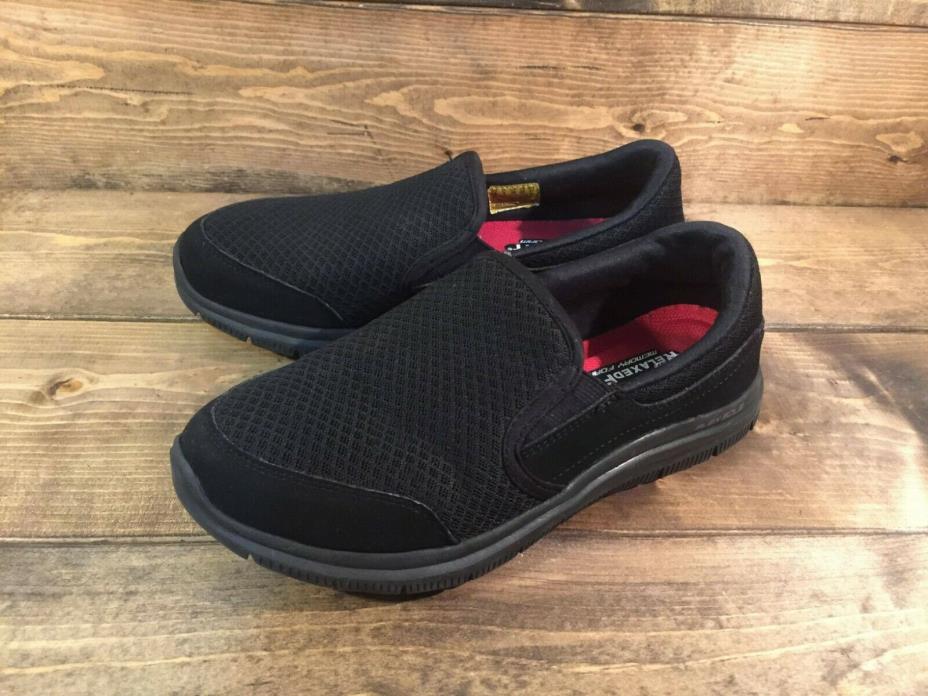 Work Skechers Black shoes Women's Size 8 Soft Memory Foam Slip Resistant 76580