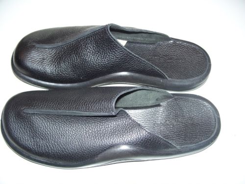 NORM THOMPSON new black slip-on leather mules~ladies size 11~44~NEW~