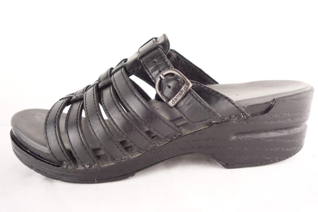 Women's Dansko Black Leather Shoes Slides Buckle Sandals 39 8.5 9
