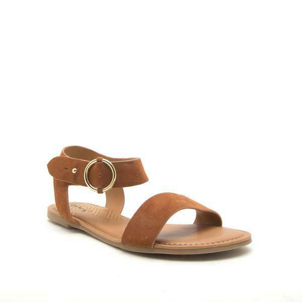 Qupid Archer Chestnut Brown Suede Flats Sandals Size 6.5 NEW!
