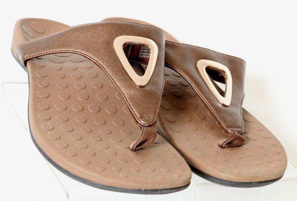 Orthoheel Yara Bronze Cutout Slip-On Comfort Thong Sandal Flat Women's US 10