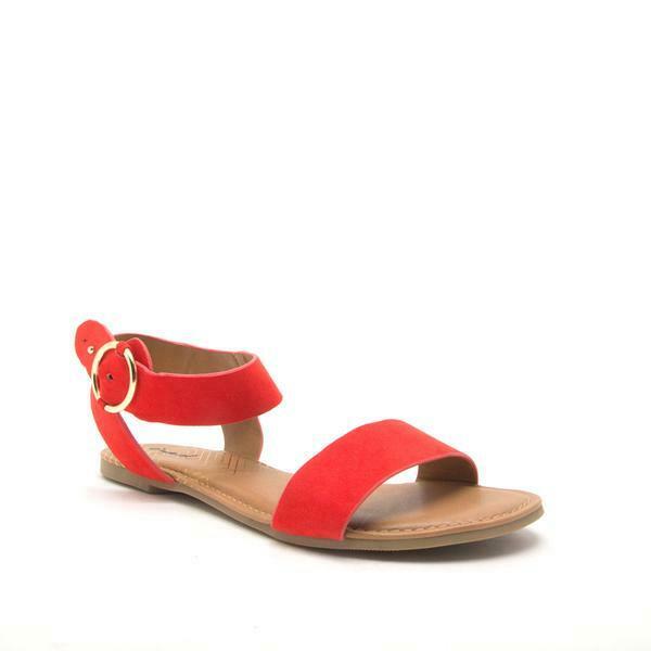 Qupid Archer Blood Orange Suede Flats Sandals Size 6.5 NEW!