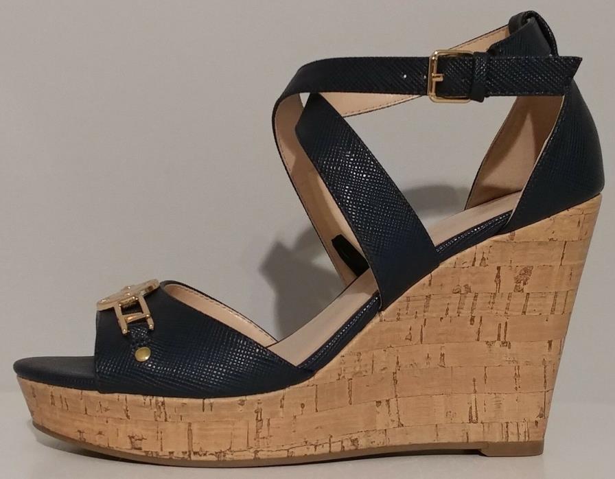 NEW!! Womens Marc Fisher Blue Wedge Sandals 4