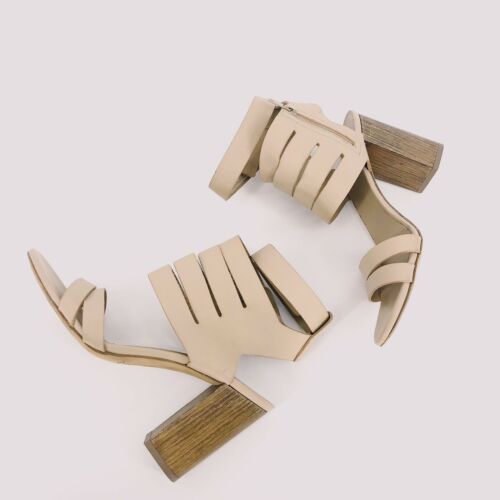 Vince Tan Leather Block Heel Sandals Made In Italy 9