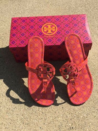 Tory Burch Miller Sandal 7.5 Printed Patent Leather Sandals Flip Flops $199
