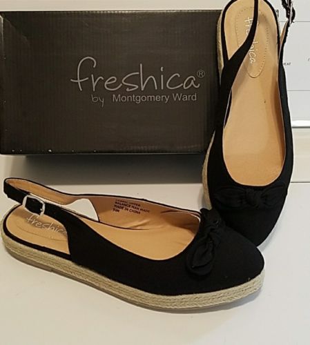Black Freshica slingback sandals shoes sz 9.5 M