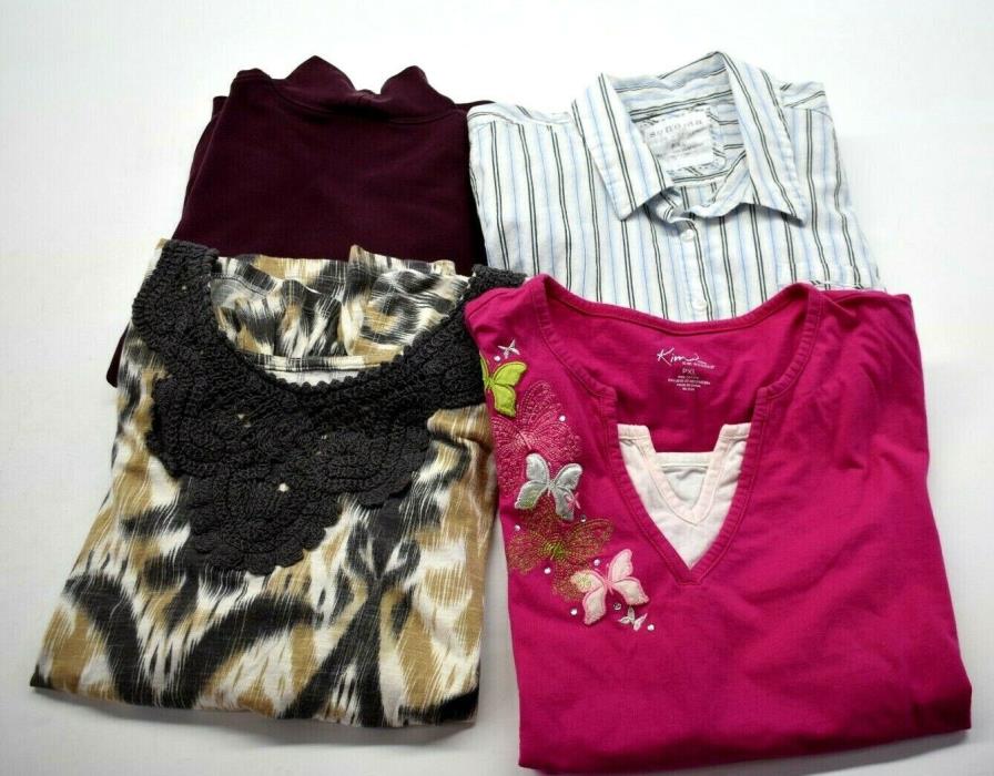 Women's PXL Various Brands & Styles Long & Short Sleeve Blouses & Tops Lot of 4