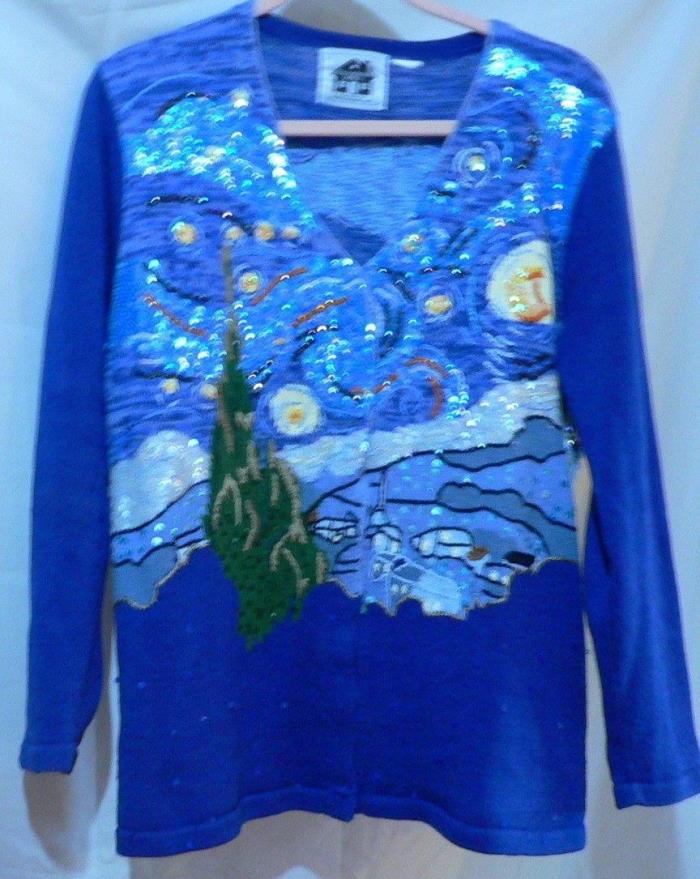 HSN Story Book Womens sweater Large Size 14 Sequins  Lot Z
