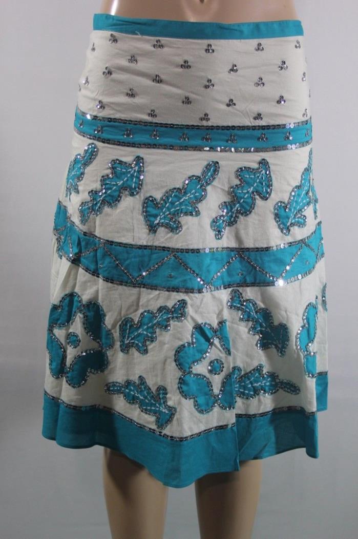 $ 194 NEW BCBG MAX AZRIA SKIRT EMBROIDERY LEAVES SEQUIENS SKIRT SZ 4 BEUTY