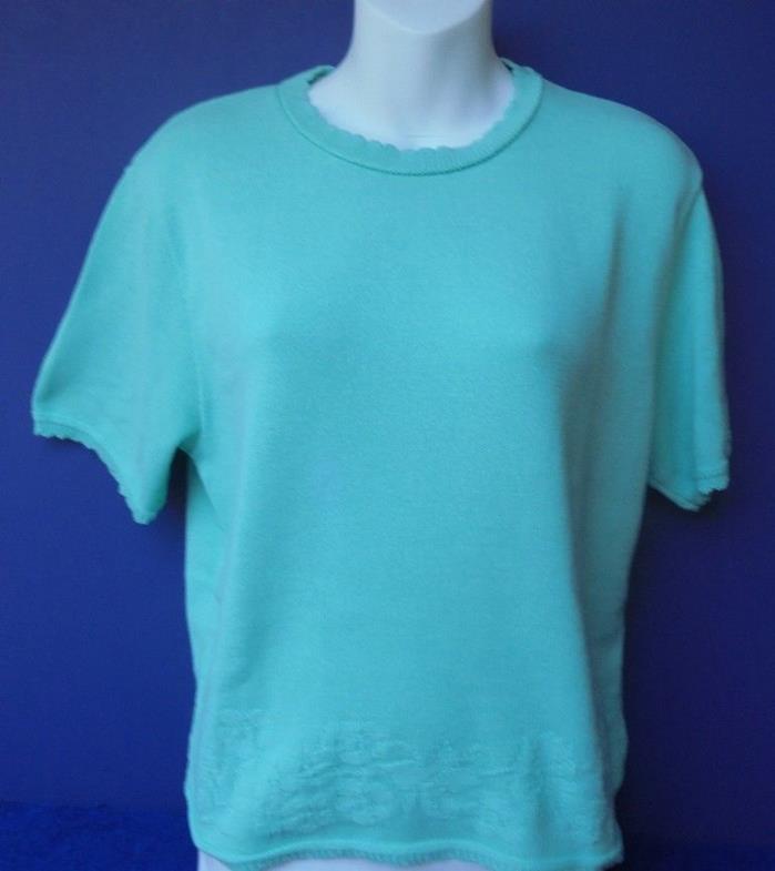 NIKKI  Turquoise short sleeve 100% Acrylic sweater size M