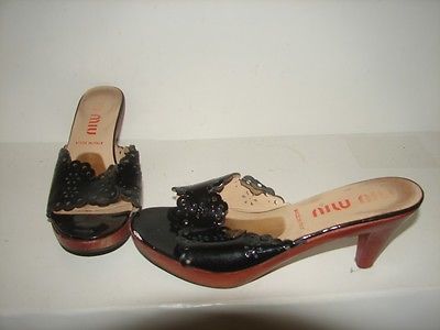 MIU MIU Womens Black Sandals Slides Shoes 6.5 US 37 EU!
