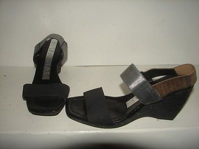 HISPANITAS Womens Black Wedges Sandals Shoes 8 US 39 EU
