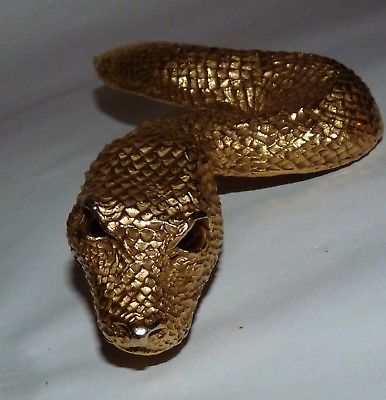 Christopher Ross Ladies Belt Buckle, Snake, 1980, Gold Plated. Glass Eyes