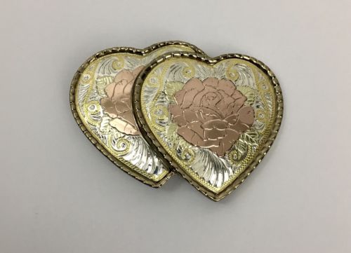 Double Heart Rose Gold/Silver Color Back USABelt Buckle