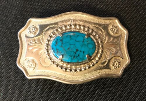 vintage Woman’s Turquoise Western Belt Buckle - Country Girl